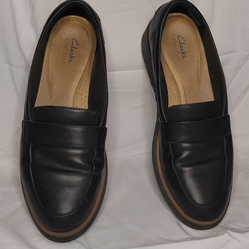Clarks Black Leather Loafers